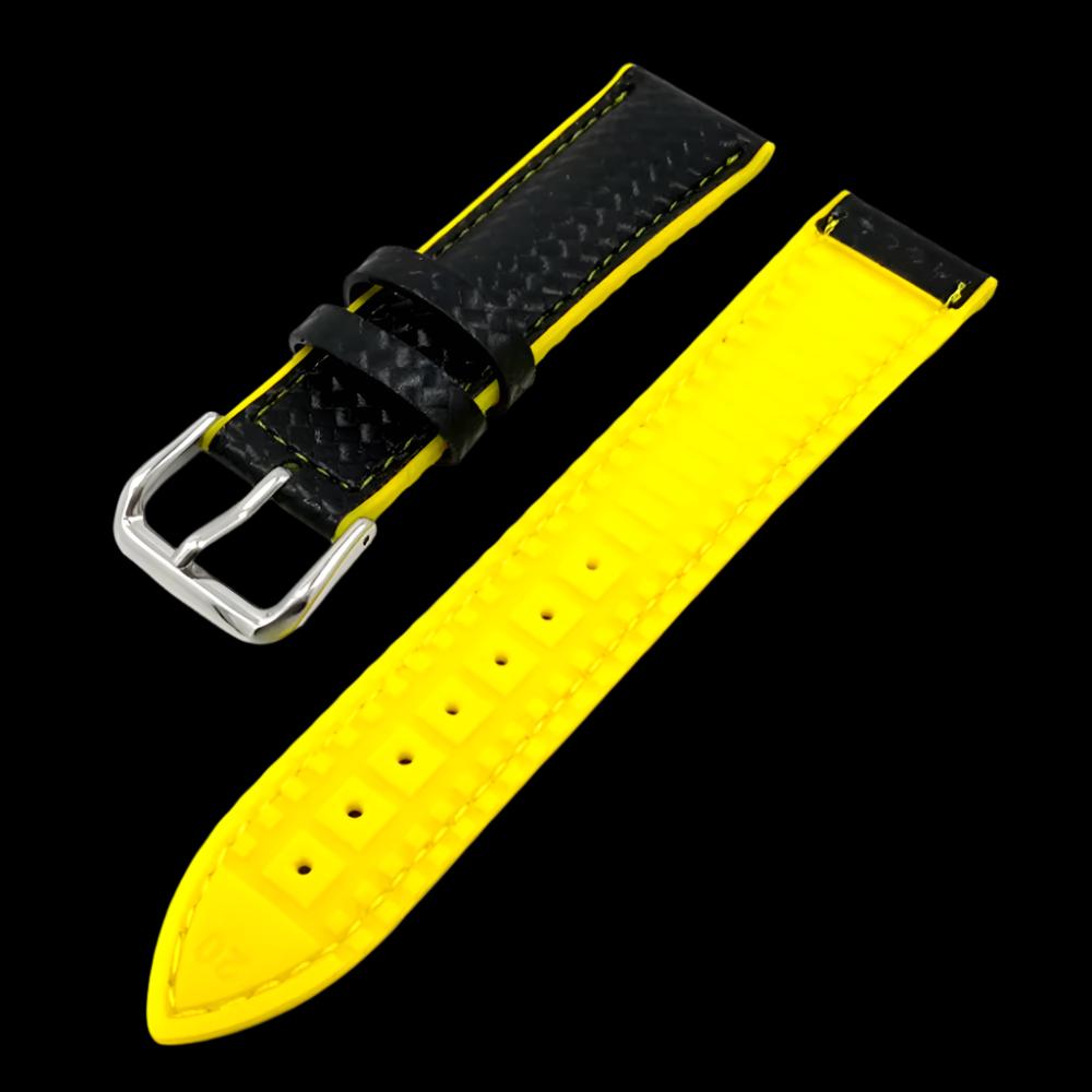 18Mm 20Mm 22Mm Silicone Strap Carbon Fiber Leather Sweat Proof Rubber Replacement Bracelet Band Men Watch Accessories Orange