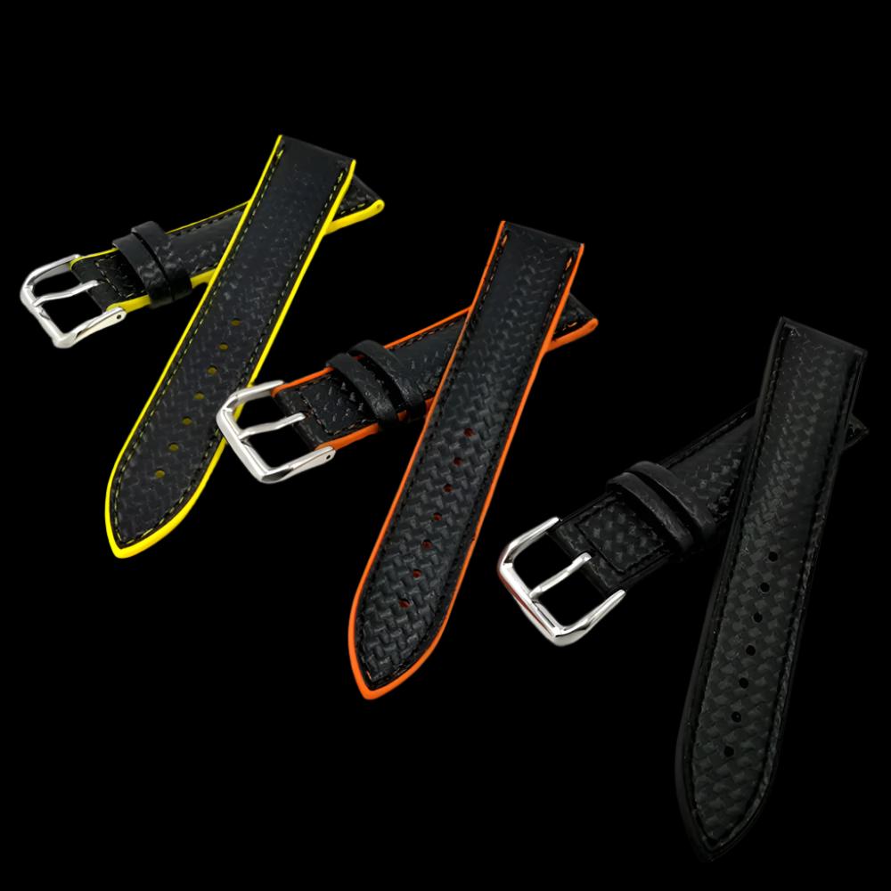 18Mm 20Mm 22Mm Silicone Strap Carbon Fiber Leather Sweat Proof Rubber Replacement Bracelet Band Men Watch Accessories Orange